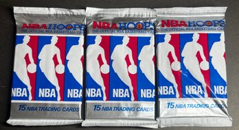 1990 NBA Hoops Basketball PacK Lot Of Three