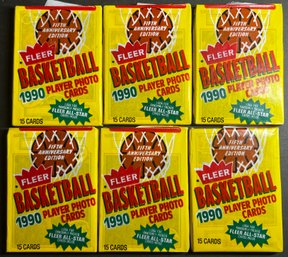 1990 Fleer Basketball Wax Pack Lot Of Six