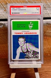 1961 FLEER BASKETBALL #19 TOMMY HEINSHON PSA 7 NM BOSTON CELTICS