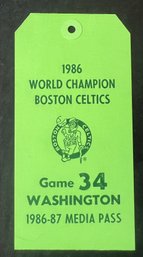 1986 Boston Celtics Media Pass