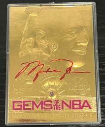 1997 FLAIR SHOWCASE MICHAEL JORDAN GEMS OF THE NBA 23KT SERIAL #'D /4523