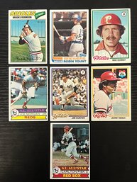 MLB BASEBALL TOPPS HOF LOT - ROBINSON YOUNT SCHMIDT MORGAN HUNTER BENCH FISK