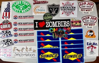 LARGE LOT OF STICKERS, PATCHES, & DECALS