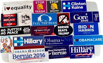 LARGE POLITICAL LOT OF DECALS AND BUMPER STICKERS