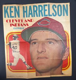 1970 Topps Baseball 9 Poster/Insert #6 Ken Hawk Harrelson, Cleveland Indians