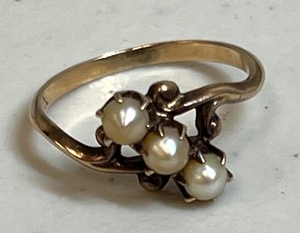 10K GOLD PEARL RING 1.9G