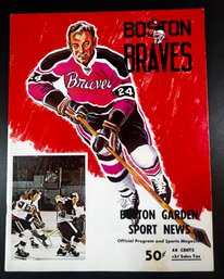 1972 - 73 BOSTON BRAVES VS NEW HAVEN NIGHTHAWKS GAME PROGRAM 10/28/1972