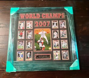 2004 Boston Red Sox Framed Signed Photo And Card Collage Autographed By Varitek  Papelbon