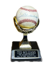 TED WILLIAMS AUTOGRAPHED BASEBALL HOF BOSTON RED SOX WITH CASE