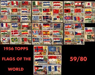 1956 TOPPS FLAGS OF THE WORLD PARTIAL SET 59/80