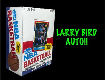 1986 FLEER BASKETBALL DISPLAY BOX ~ AUTOGRAPHED BY LARRY BIRD & WRAPPED BY BBCE