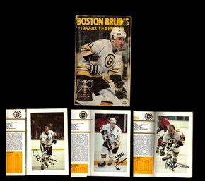 1982- 83 BOSTON BRUINS YEARBOOK SIGNED BY WAYNE CASHMAN STEVE KASPER & RICK MIDDLETON