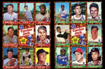 1982 Topps Cracker Jack All Time Baseball Greats UNCUT SHEET Set ~ Mickey Mantle, Hank Aaron, Willie Mays
