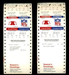 New England Patriots 1986 AFC Phantom Tickets