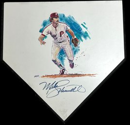 Mike Schmidt Autographed Wood Home Plate
