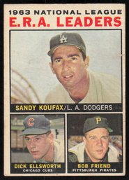 1964 TOPPS #1 ERA LEADERS KOUFAX ELLSWORTH FRIEND BASEBALL CARD