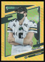 2021 DONRUSS #155 PRESS PROOF PREMIUM AARON RODGERS FOOTBALL CARD MASK VARIATION Gold