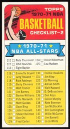 1970 TOPPS #2 CHECKLIST BASKETBALL CARD