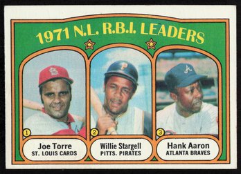 1972 Topps Baseball RBI Leaders TORRE HANK ASRON WILLIE STARGELL Baseball Card