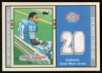 2001 TOPPS #ARR-BS BARRY SANDERS ARCHIVES GAME USED PATCH NFL CARD