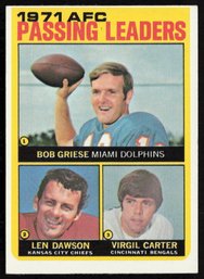 1972 Topps Football Bob Griese Len Dawson Passing Leaders Card