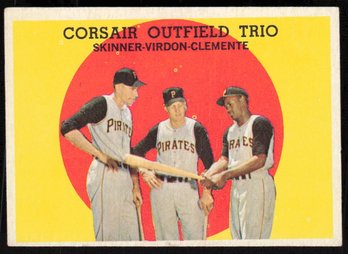 1959 TOPPS CLEMENTE VIRDON SKINNER TRIO BASEBALL CARD