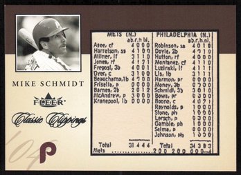 2004 Fleer Classic #CC2 Mike Schmidt Clippings Box Score Baseball Card #’d To 750