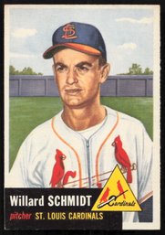 1953 TOPPS BASEBALL Willard Schmidt RC ROOKIE CARD