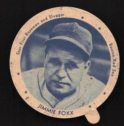 1937 DIXIE LIDS JIMMIE FOXX BASEBALL ICE CREAM CARD