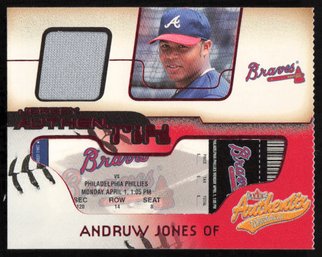 2002 FLEER PATCH CARD ANDRUW JONES BASEBALL CARD
