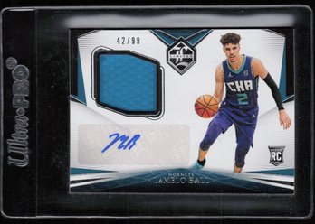 2020 CHRONICLES #D /99 PATCH AUTO LAMELO BALL ROOKIE BASKETBALL CARD
