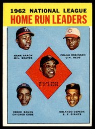 1963 TOPPS HR LDRS MAYS AARON BANKS BASEBALL CARD