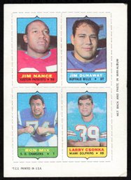 1969 Topps Football 4-In-1 Mini Card JIM NANCE Ron Mix