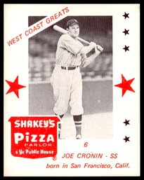 1975 SHAKEYS PIZZA JOE CRONIN BASEBALL CARD
