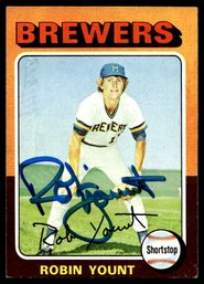 1975 TOPPS AUTO ROBIN YOUNT ROOKIE BASEBALL CARD