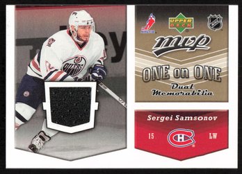 UPPER DECK MVP ONE ON ONE DUAL MEMORABILIA SERGEI SAMSONOV Nikolai Antropov GAME USED JERSEY