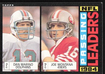 1985 Topps Football Card Joe Montana Dan Marino Passing Leaders  #192