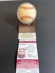 GAME USED AUTOGRAPHED MLB BASEBALL SIGNED BY REGGIE SMITH & TOMMY LASORDA JSA