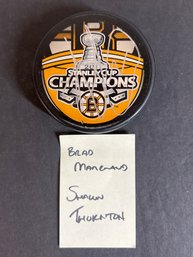 BRAD MARCHAND SHAWN THORNTON AUTOGRAPHED SIGNED NHL HOCKEY PUCK