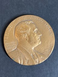 Franklin Delanore Roosevelt Large Bronze Medal Coin FDR