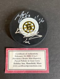 Matt Hunwick, Pascal Pelletier & Sean Curry AUTOGRAPHED SIGNED NHL HOCKEY PUCK