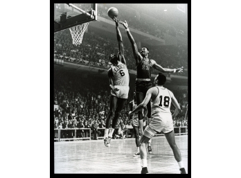 Vintage Boston Celtics 8x10 Photo With Bill Russell Blocking Wilt Chamberlain