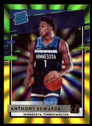 2020-21 Panini Donruss Anthony Edwards Green Yellow Laser Rated Rookie