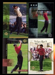 Lot Of 4 ~ 2001 Tiger Woods Rookie Cards