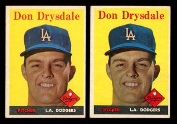 PAIR OF 1958 Topps Don Drysdale #25 Los Angeles Dodgers