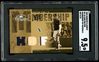 2005 DONRUSS CLASSICS CARLTON FISK MEMBERSHIP VIP MATERIALS HOF #D 8/10 SGC 9.5 MINT