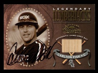 2001 DONRUSS CLASSICS LEGENDARY LUMBERJACKS CARLTON FISK AUTO / GAME USED BAT RELIC