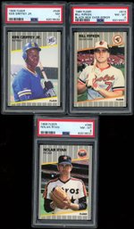 1989 Fleer Baseball PSA Lot Griffey RC / Nolan Ryan / Bill Ripken ERROR