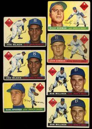 1955 TOPPS BASEBALL BROOKLYN DODGERS LOT OF 7