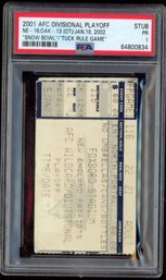 2001 AFC Divisional Playoff Ticket ~ The 'tuck Rule' Game Patriots Vs Raiders 'snow Bowl' PSA 1 ~ Rare Ticket